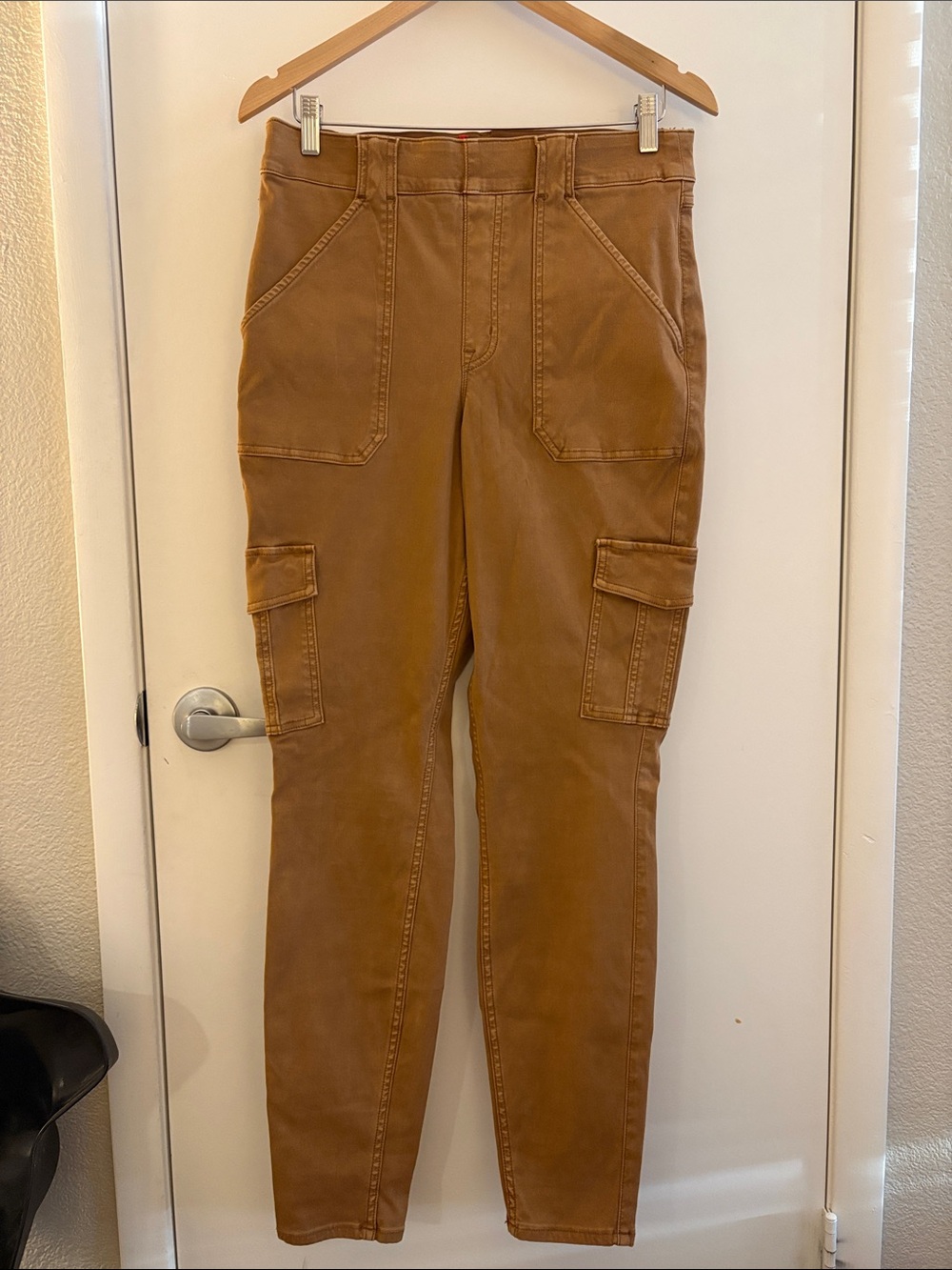 SPANX Women's Straight-Leg Cargo Pull on Pants in Caramel Brown SZ XL
